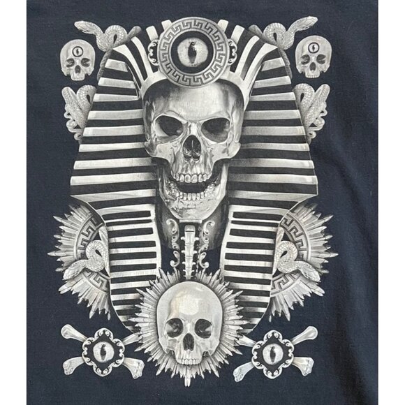 Pharaoh Skull Graphic T-Shirt Large By Shirts Happen Cotton Black Short Sleeve - Picture 1 of 6